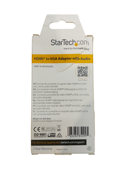 StarTech HDMI to VGA Video Adapter Converter w/ Audio HD2VGAA2
