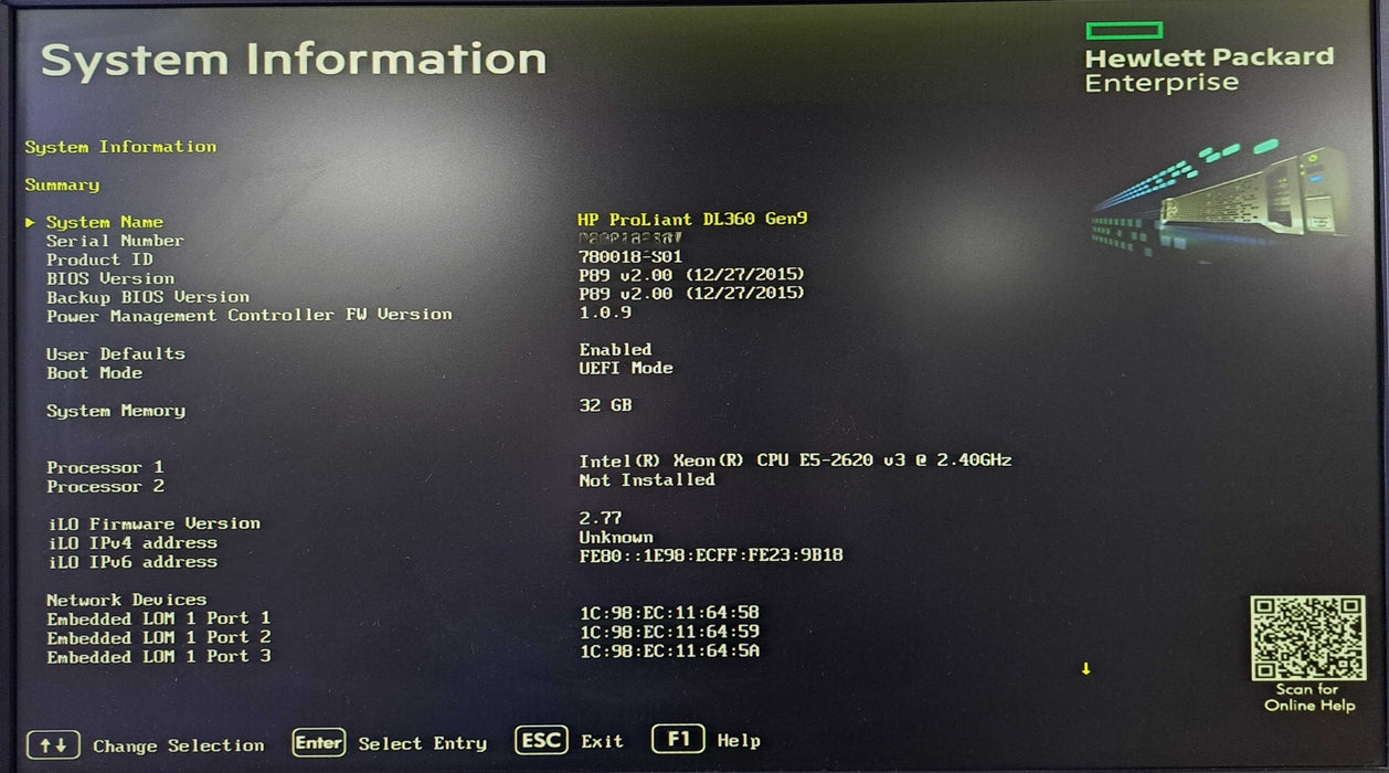 HP DL360 Gen9 8x 2.5" | 1x Xeon E5-2620 v3 @2.40GHz, 32GB DDR4, H240ar )