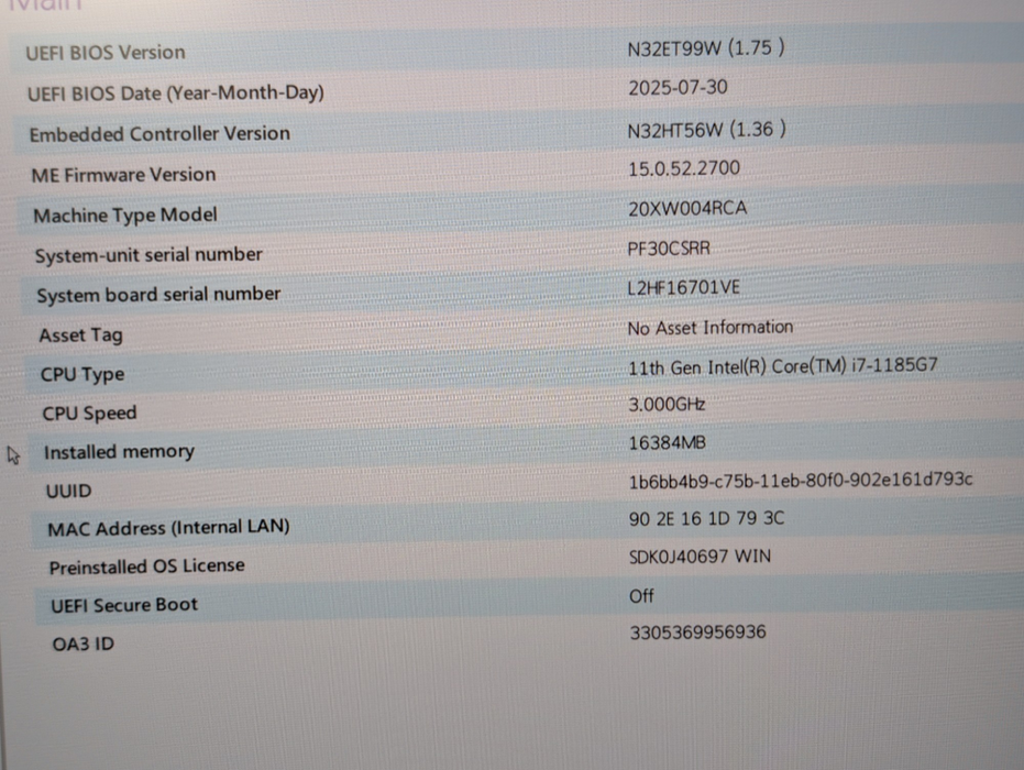 Lenovo ThinkBook 15 G2 ITL Intel Core i7-1165G7 40GB RAM 256GB NVMe SSD  - Lap200