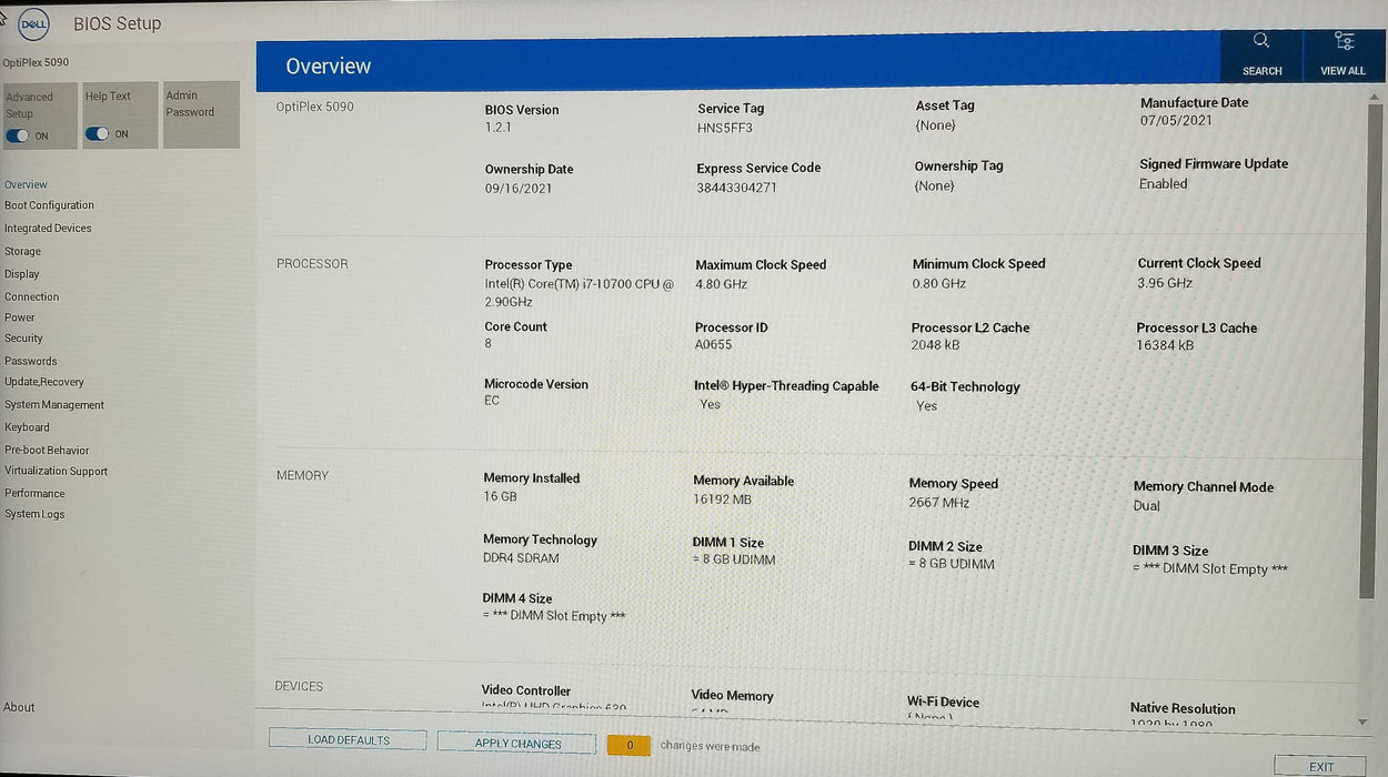 Dell OptiPlex 5090 SFF, Intel i7-10700 CPU 2.90GHz, 16GB RAM - No HDD Q