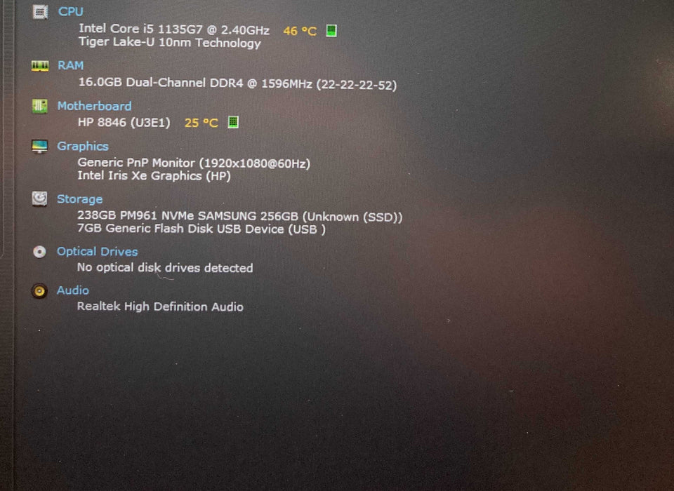 HP EliteBook 850 G8 Core i5-1135G7@2.4GHz 16GB RAM 256GB SSD  Lap200