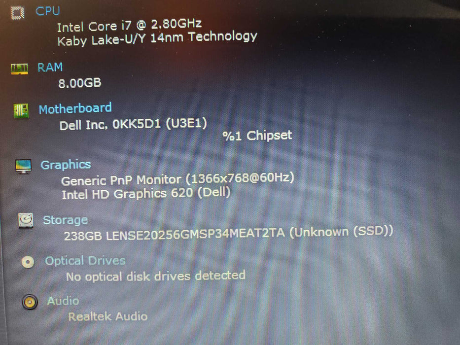 Dell Latitude 7280 Core i7-7600U 8GB Ram 256GB SSD   Lap200