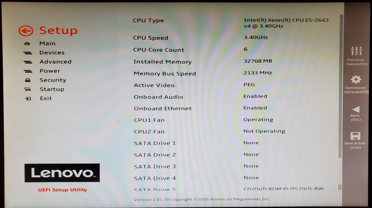 Lenovo ThinkStation P910 1x Xeon E5-2643 v4 32GB DDR4 K2200 - No HDD