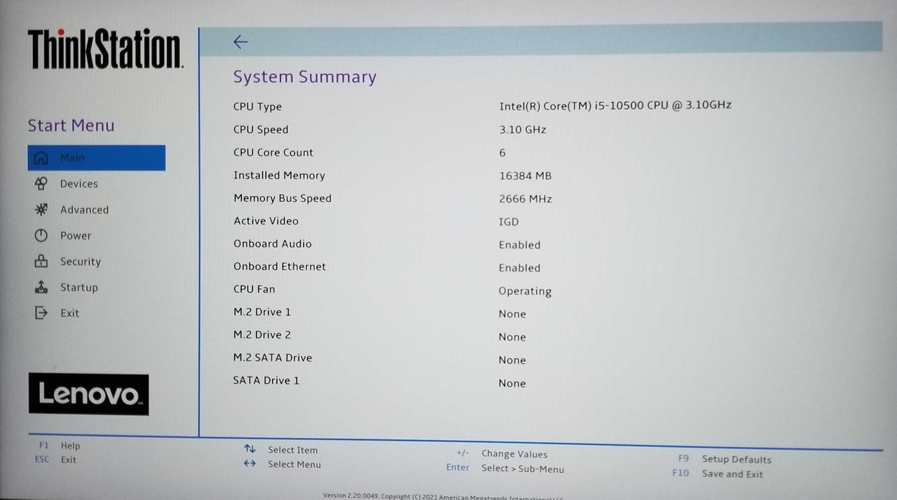 Lenovo Thinkstation P340 Tiny Core i5-10500 CPU 16GB RAM - No HDD Q