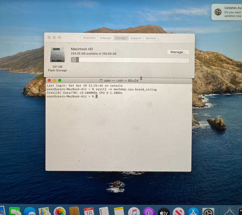 Apple MacBook Air 13" 2020 i3-1000NG4 8GB 256SSD No Power Adapter