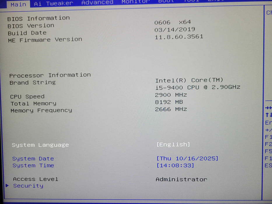 Custom/Asus Desktop PC, Core I5-9400 2.90GHz, 8GB DDR4, 256GB Nvme _