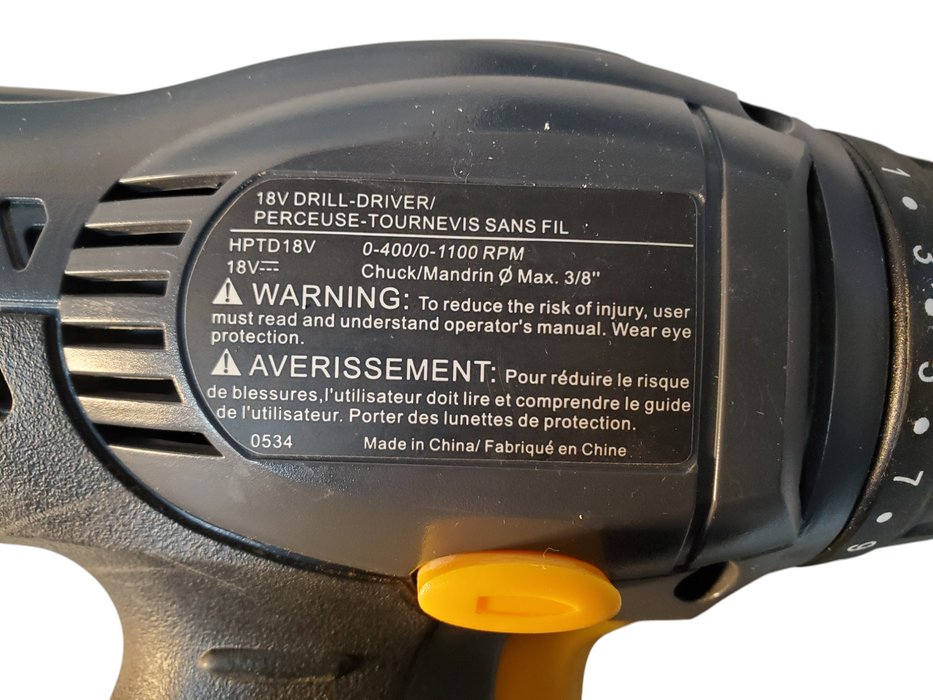 WorkForce18v Drill-driver/Perceuse-Tournevis sans-fil HPTD18V 1100RPM