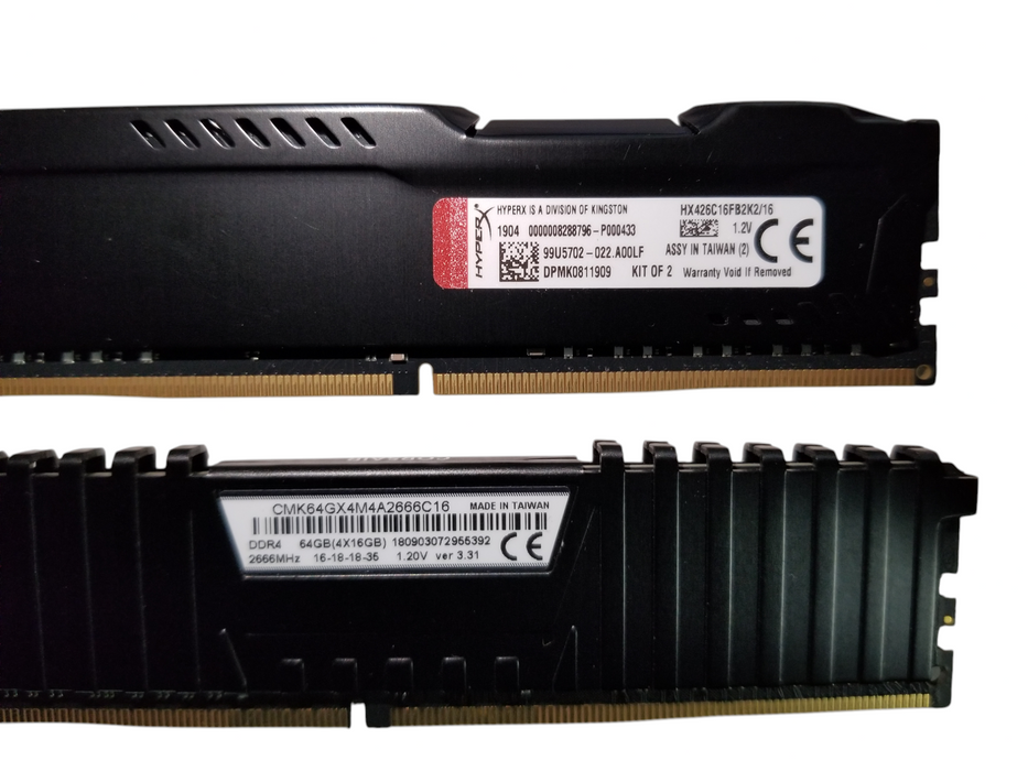 Lot 2x Gaming Desktop RAM DDR4 32GB 2x16GB Corsair Vengeance & HyperX Fury