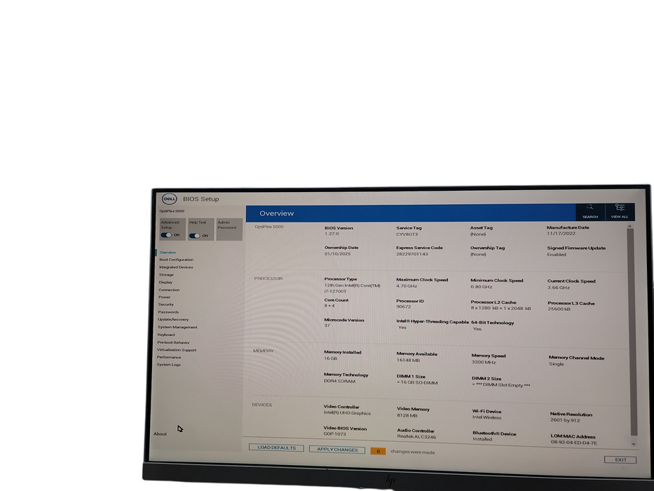 Dell OptiPlex 5000 Micro 12th Gen i7 - 12700T 16GB DDR4 Ram NO HDD  θ