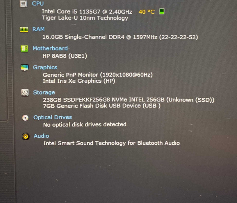 HP EliteBook 840 G8 14" i5-1135G7@2.40GHz 16GB RAM 256GB SSD  Lap200