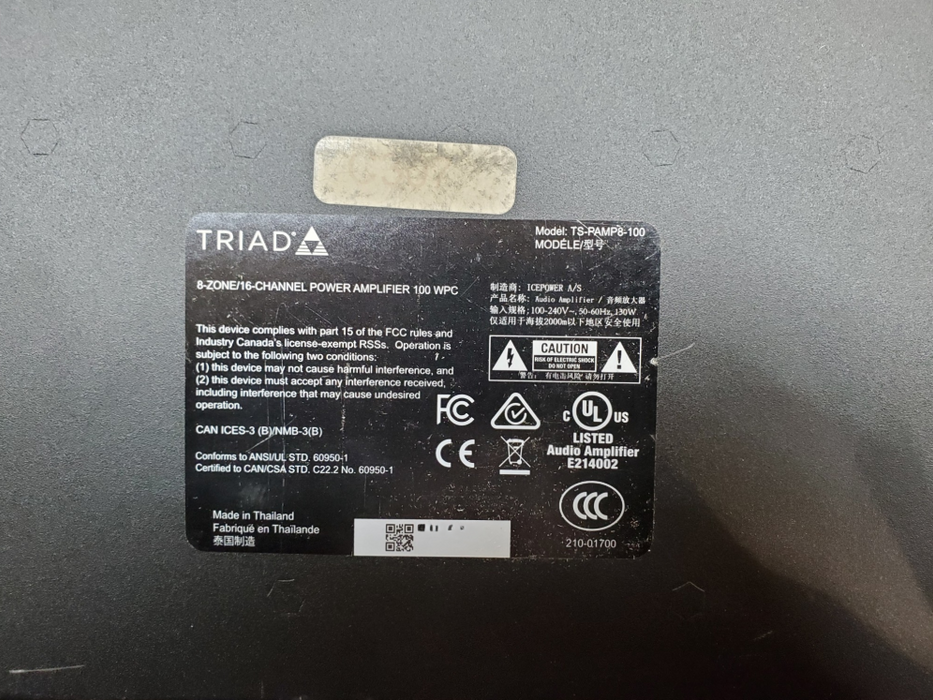 Triad TS-PAMP8-100 - 8-Zone/16-Channel Power Amplifier 100WPC