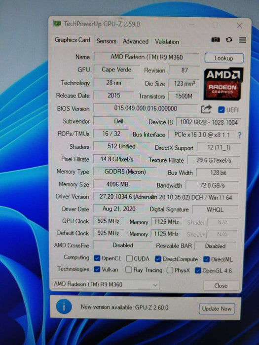 AMD R9 M360 4GB PCIE %