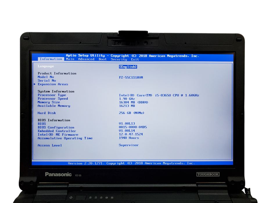 Panasonic Toughbook FZ-55 Touch Intel Core i5-8365U 16GB 256GB SSD 1940Hrs  Lap200