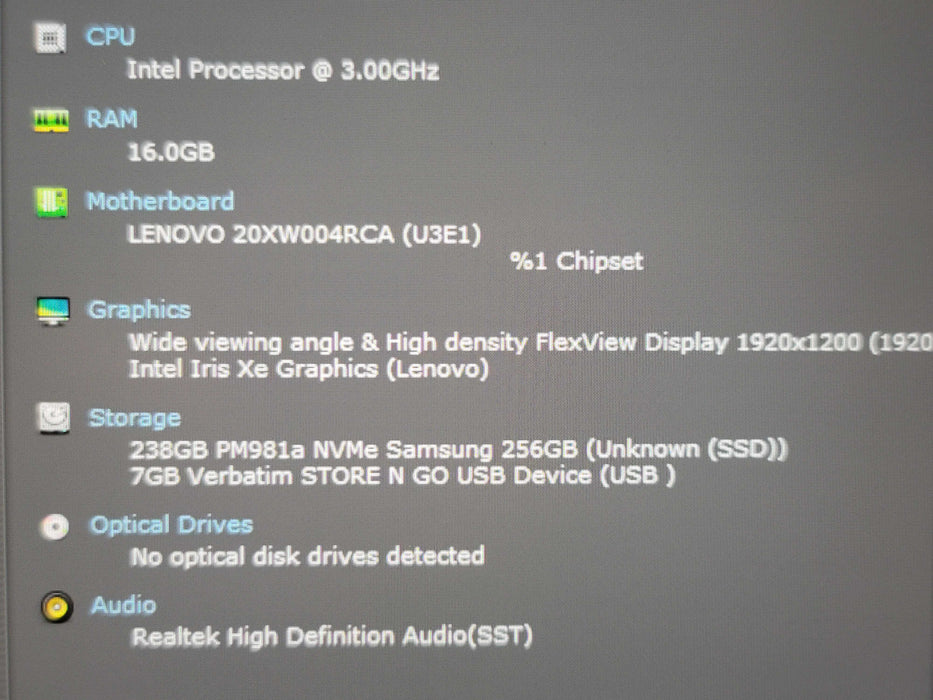 Lenovo ThinkPad X1 Carbon Gen 9 i7-1185G7 16GB RAM 256GB NVMe Touch CDN KB Qβ Lap200