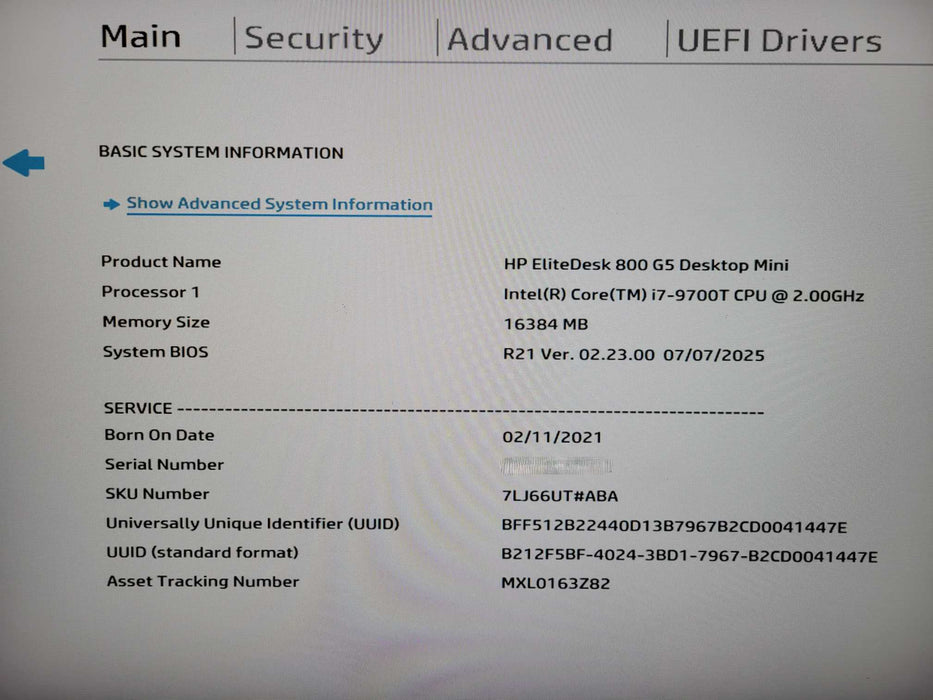 HP EliteDesk 800 G5 SFF, Core i7- 9700 3.00GHz, 16GB DDR4, 256GB !