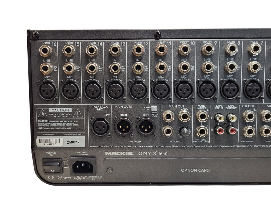 Mackie ONYX 1640 16-Channel Recording Mixer Mixing Console READ $