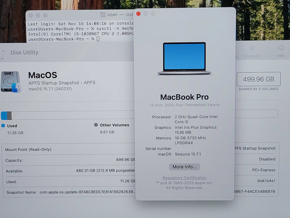 Apple Macbook Pro 2020 13" 4-Core i5-1038NG7 @ 2.0GHz 16GB DDR4 500GB SSD