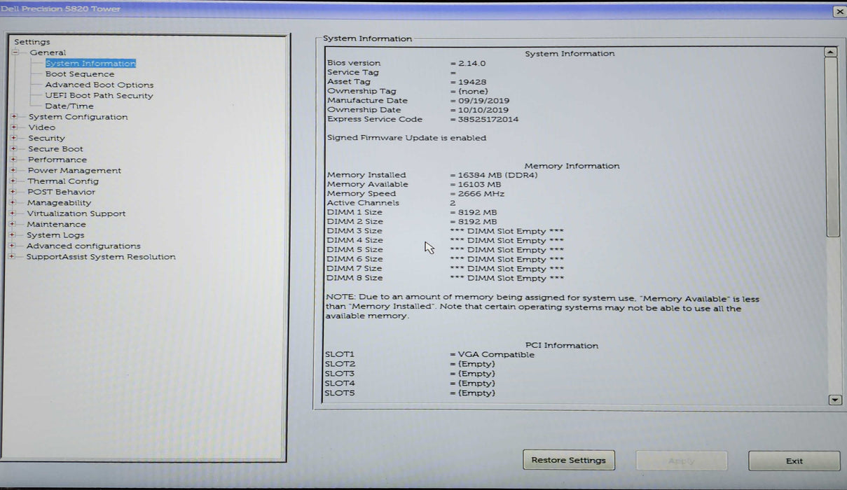 Dell Precision T5820, Xeon W-2123 3.60GHz, 16GB DDR4, K2200, No HDD, 425W