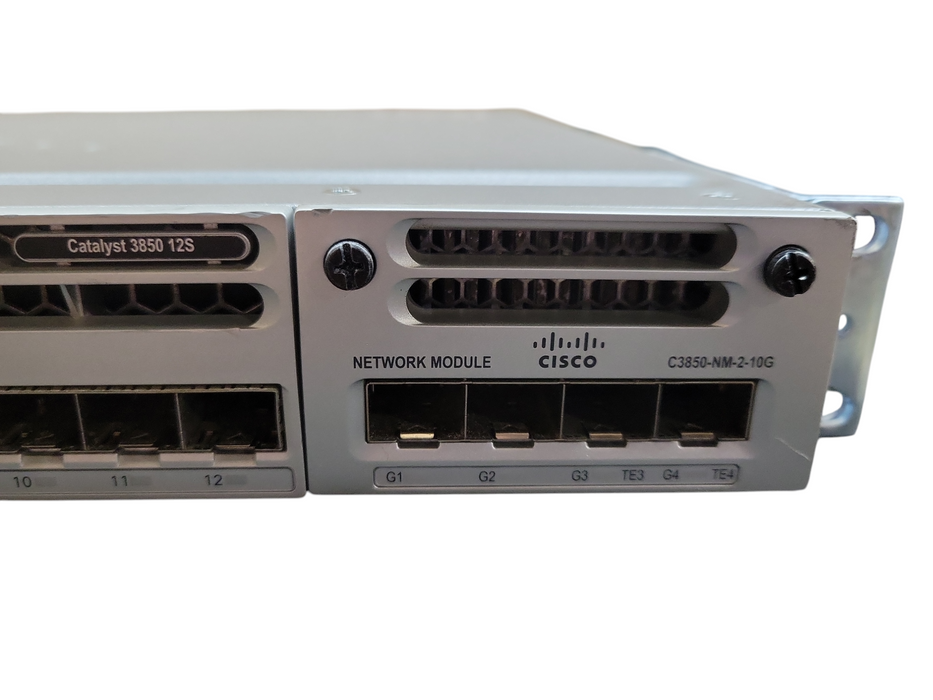 Cisco WS-C3850-12S-E V02 | 12-Port SFP Ethernet Network Switch | 2x PSU w/ CN3850-NM-2-10G !