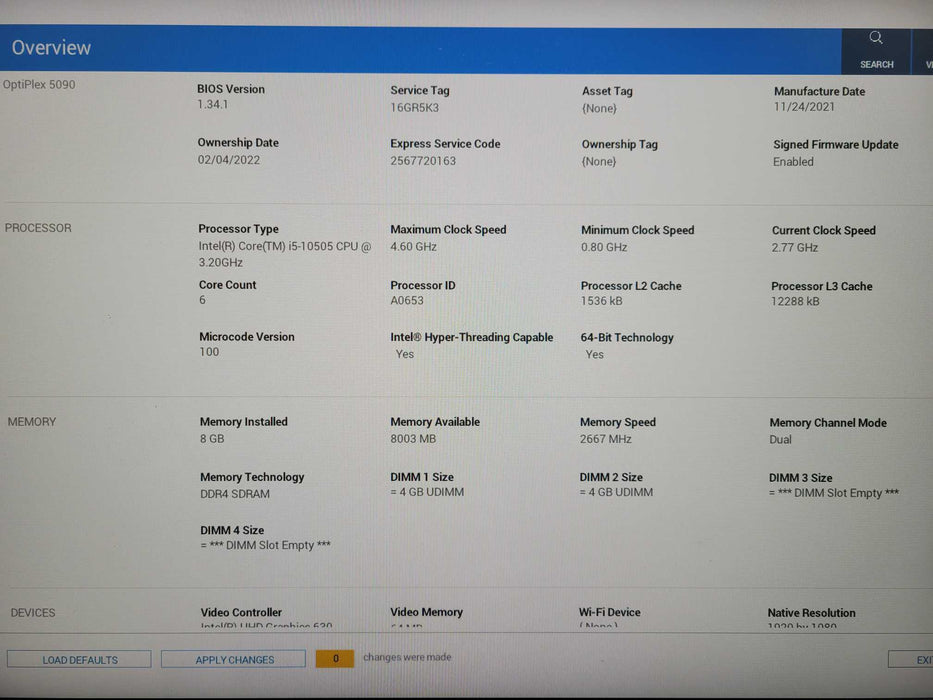 Dell OptiPlex 5090 SFF Core i5-10505 @3.20GHz 8GB RAM 256GB NVMe !
