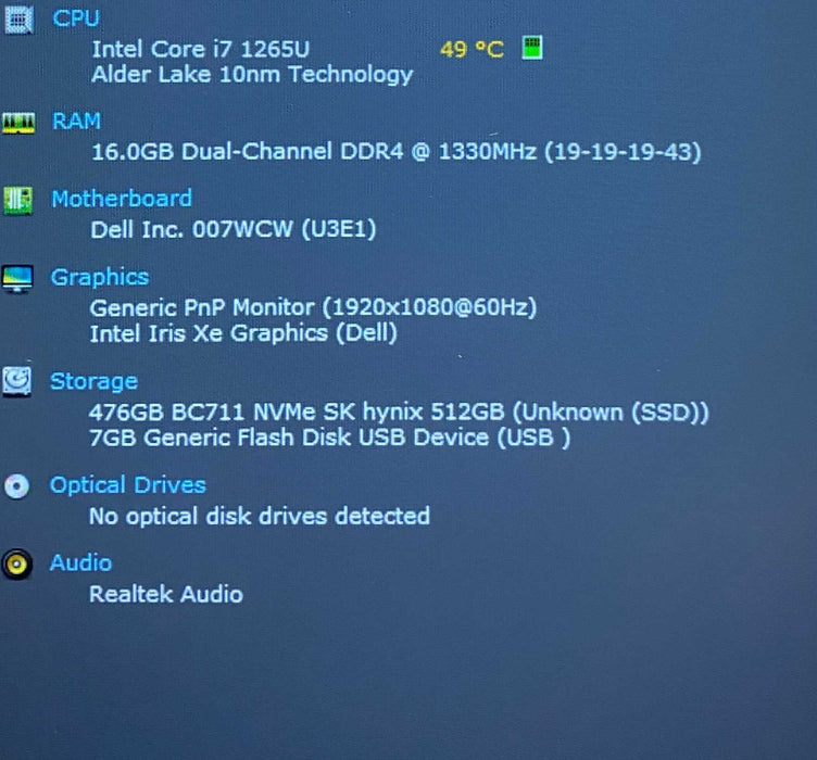 Dell Latitude 5330 Core i7-1265U@1.80GHz 16GB RAM 512GB SSD READ!  Lap200