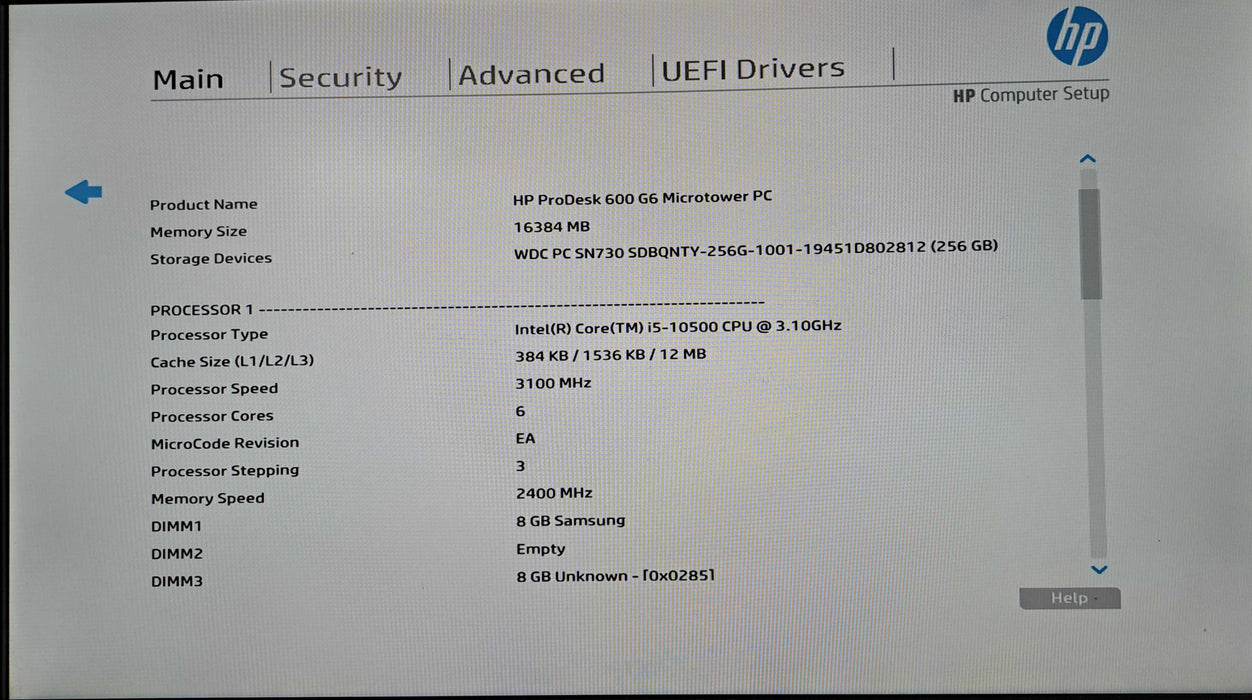 HP ProDesk 600 G6 Microtower PC | i5-10500 @3.10GHz, 16GB DDR4, 256GB NVMe )