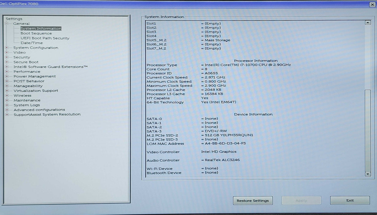 Dell OptiPlex 7080 Tower, i7-10700 2.90GHz, 32GB DDR4, 512GB NVMe