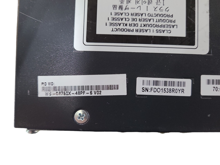 Cisco WS-C3750X-48PF-S 48-Port Gigabit PoE Switch, 1x 1100WAC