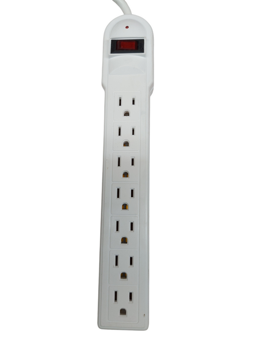 LOT 2x 7 Outlet Surge Protector - with EMI/RFI Protection + 6' Cord, White