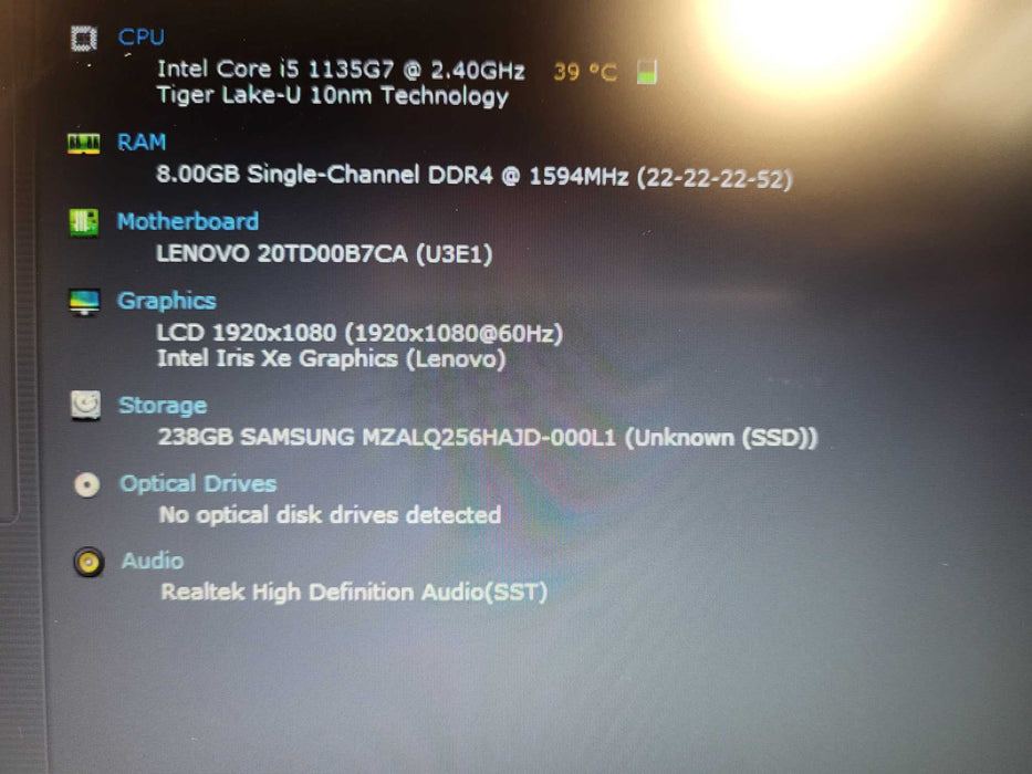 Lenovo ThinkPad E15 | Intel Core i5-1135G7, 8GB DDR4, 256GB NVMe  $ Lap200