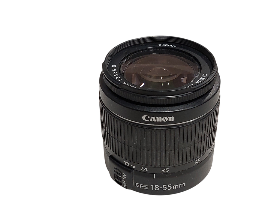 Canon Zoom Lens EF-S  18-55mm   1:3.5-5.6  58mm Macro 0.25m/0.8ft  =