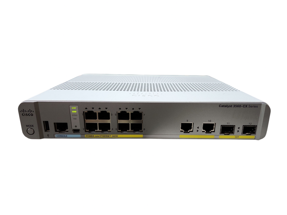Cisco WS-C3560CX-8PC-S V03, 8-Port Gigabit PoE+ 240W Silent Switch 2x SFP