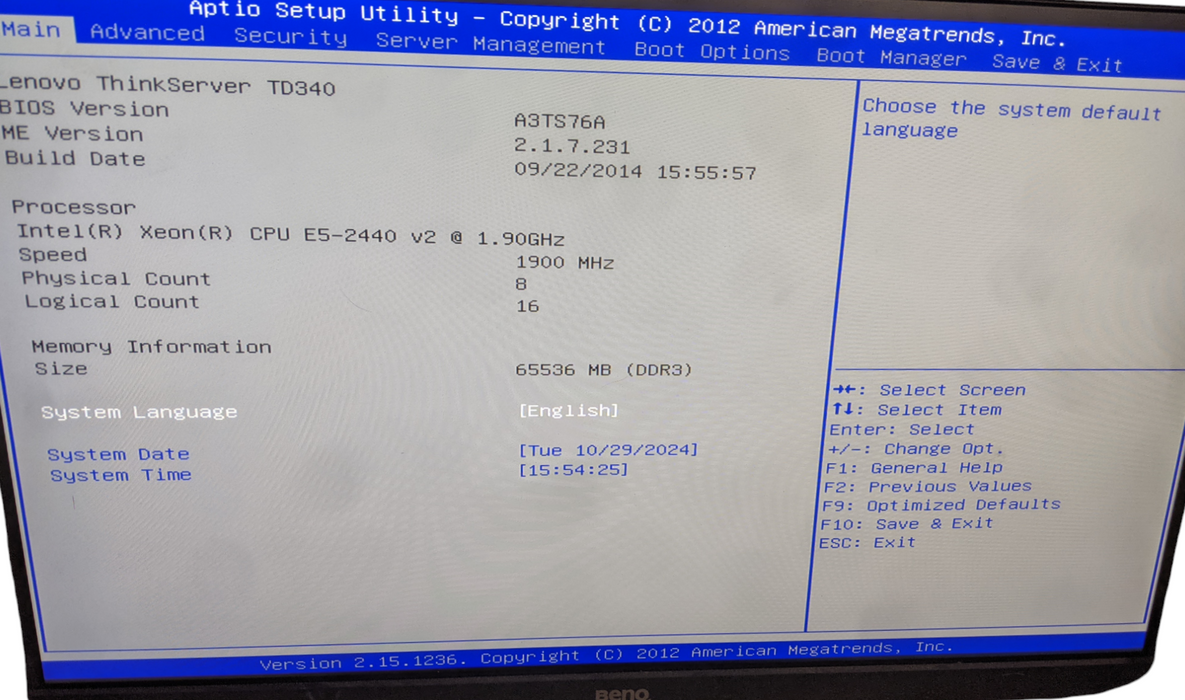 Lenovo ThinkServer TD340 | Xeon E5-2440 v2 | 64GB DDR3 | No HDD