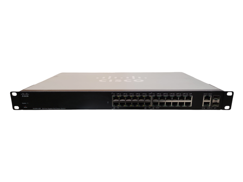 Cisco SG200-26P 26-Port Gigabit PoE Smart Network Switch w/ Rack Ears