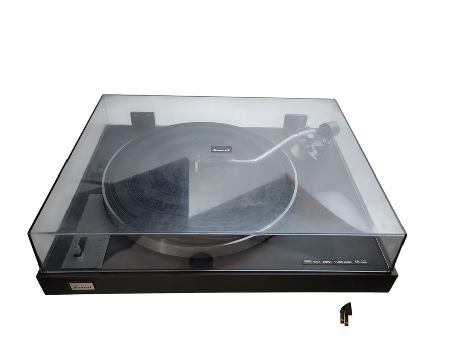 Vintage Sansui SR-222 Belt Drive Turntable and Dust Cover %