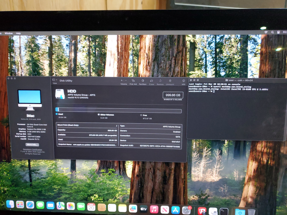 Apple iMac 5k 2019, i3-8100@3.60GHz, 8GB RAM, 1TB HDD
