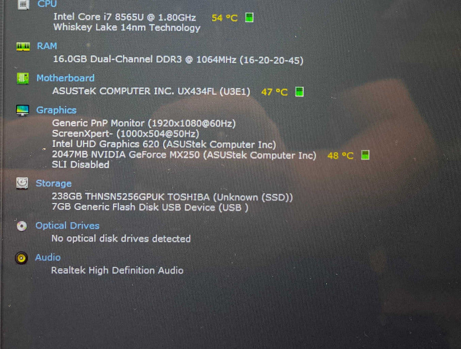 Asus ZenBook UX434FL i7-8565U MX250 2GB GPU 16GB RAM 256GB SSD READ!  Lap200