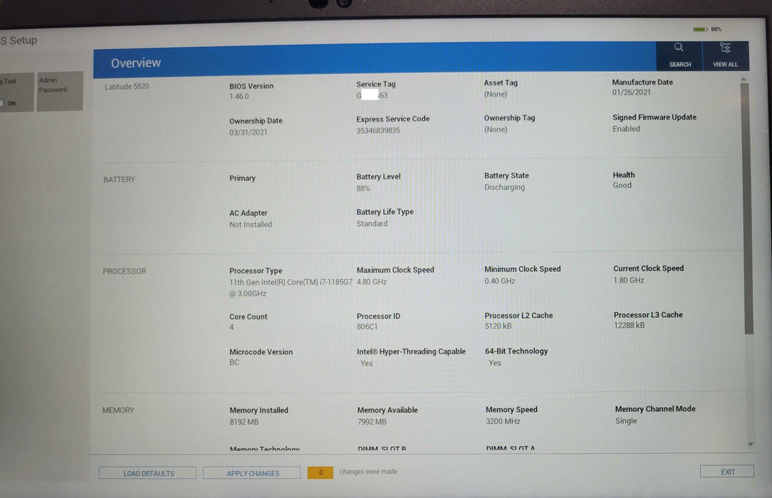Dell Latitude 5520 Core i7-1185G7 4.8GHz 8GB RAM 256GB SSD READ _ Lap200