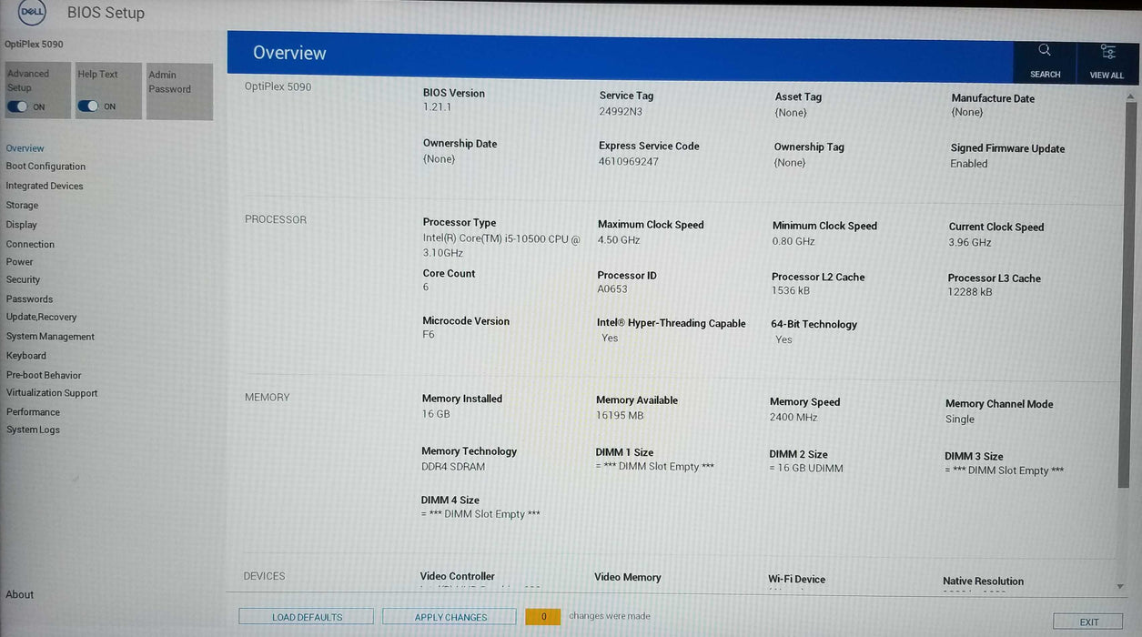 Dell OptiPlex 5090 SFF Core i5-10500 CPU 3.10GHz 16GB RAM No HDD