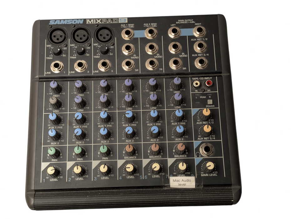 SAMSON MIXPAD 9 9 Channel Sound Mixer Board with Power Supply  -