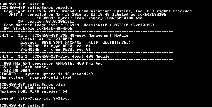 Brocade ICX6450-48P 48-Port Switch 48 PoE+ 10GbE SFP UpLink Q$