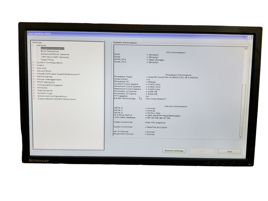 Dell OptiPlex 3070 SFF | Intel Core i5-9500 @3.00GHz, 8GB DDR4, 256GB NVMe