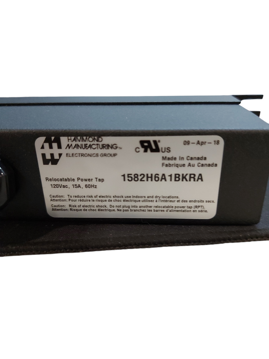 HAMMOND 1589H6D1BKRF 6 outlets Relocatable Power Tap 120v 15A