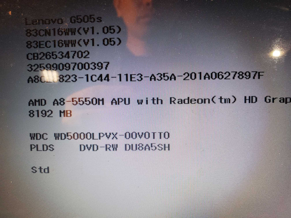 Lenovo G505s Laptop 8gb Ram 500GB HDD- AMD A8-5550M NO OS  Lap200