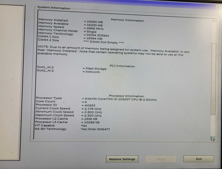 Dell OptiPlex 3090 i5-10500T @2.30GHz 16GB DDR4 256GB NVme