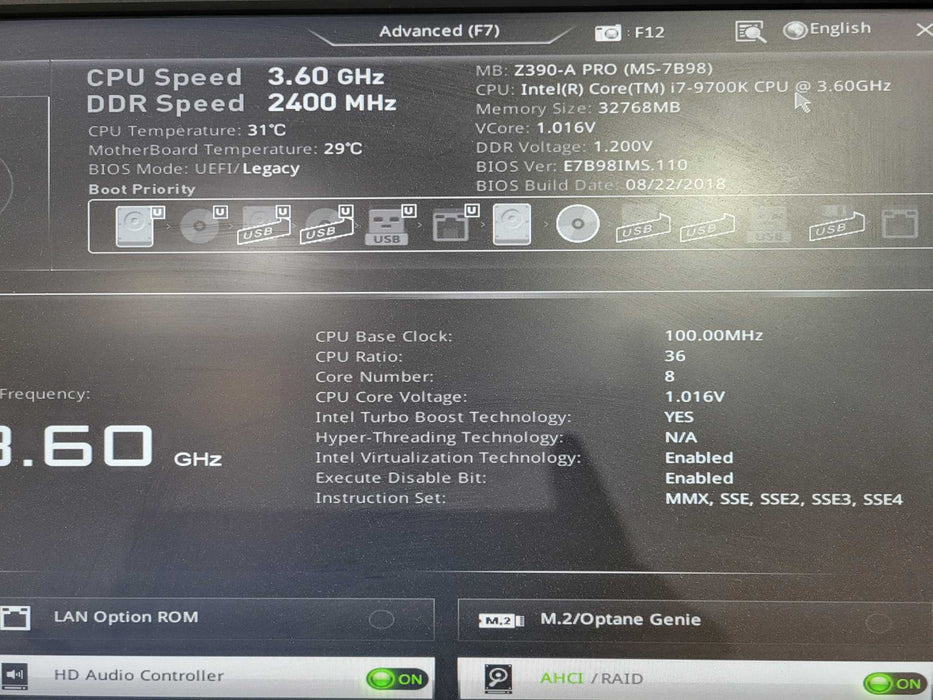 Custom PC MSI Z930-A Core i7-9700K 32GB RAM 256GB NVMe EVGA GTX 970 GPU !