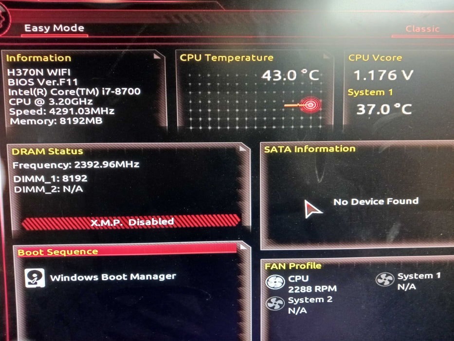 Fractal SFF PC Intel i7-8700 @3.20Ghz Gigabyte H370N Wifi 8GB DDR4 No HDD