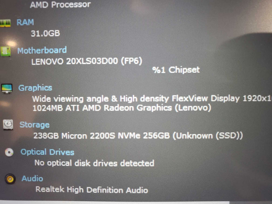 Lenovo ThinkPad T14 Gen2 Ryzen 7 Pro 5850U 32GB RAM 256GB NVme read  Lap200