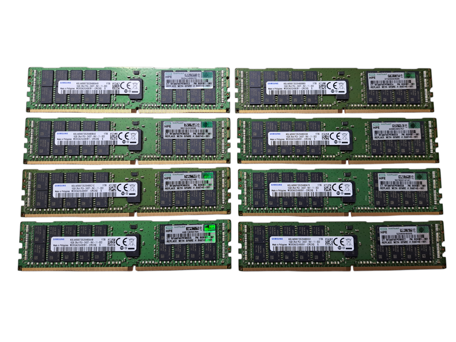 Lot of 8x Samsung 16GB 2Rx4 PC4-2400T-RA1-11 | DDR4 Server Memory  )
