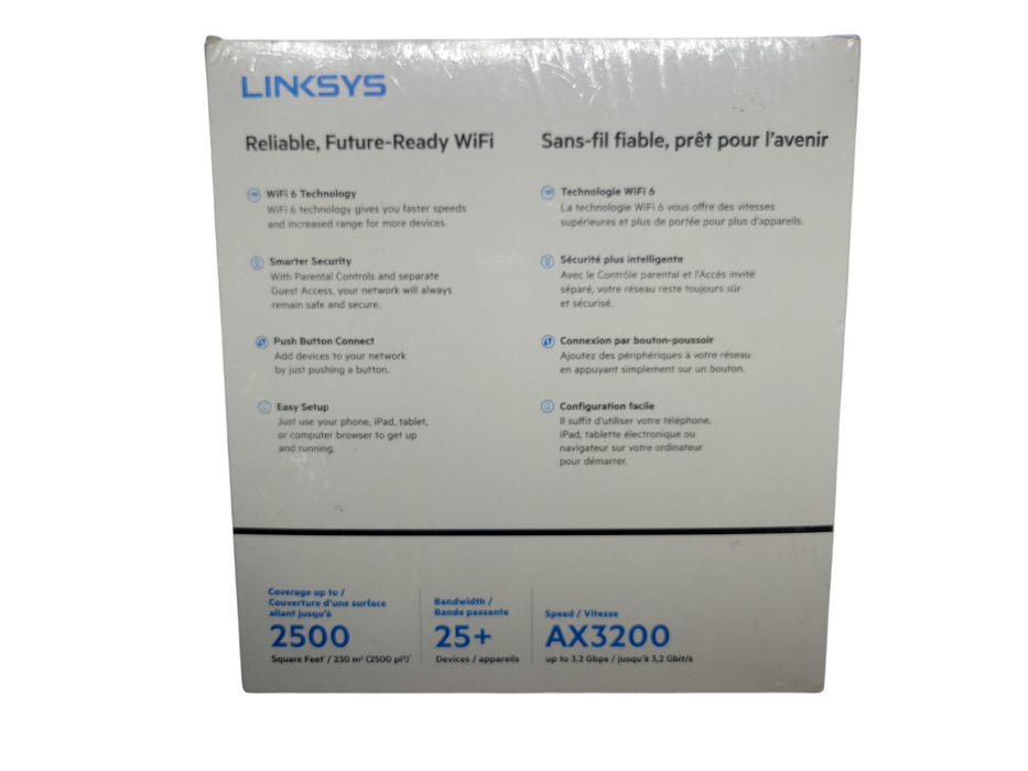 NEW Linksys AX3200 Dual-Band Wi-Fi 6 Router (E8450-2C) %
